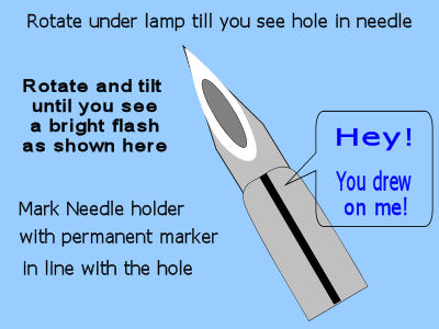 Rotate under lamp till you see hole